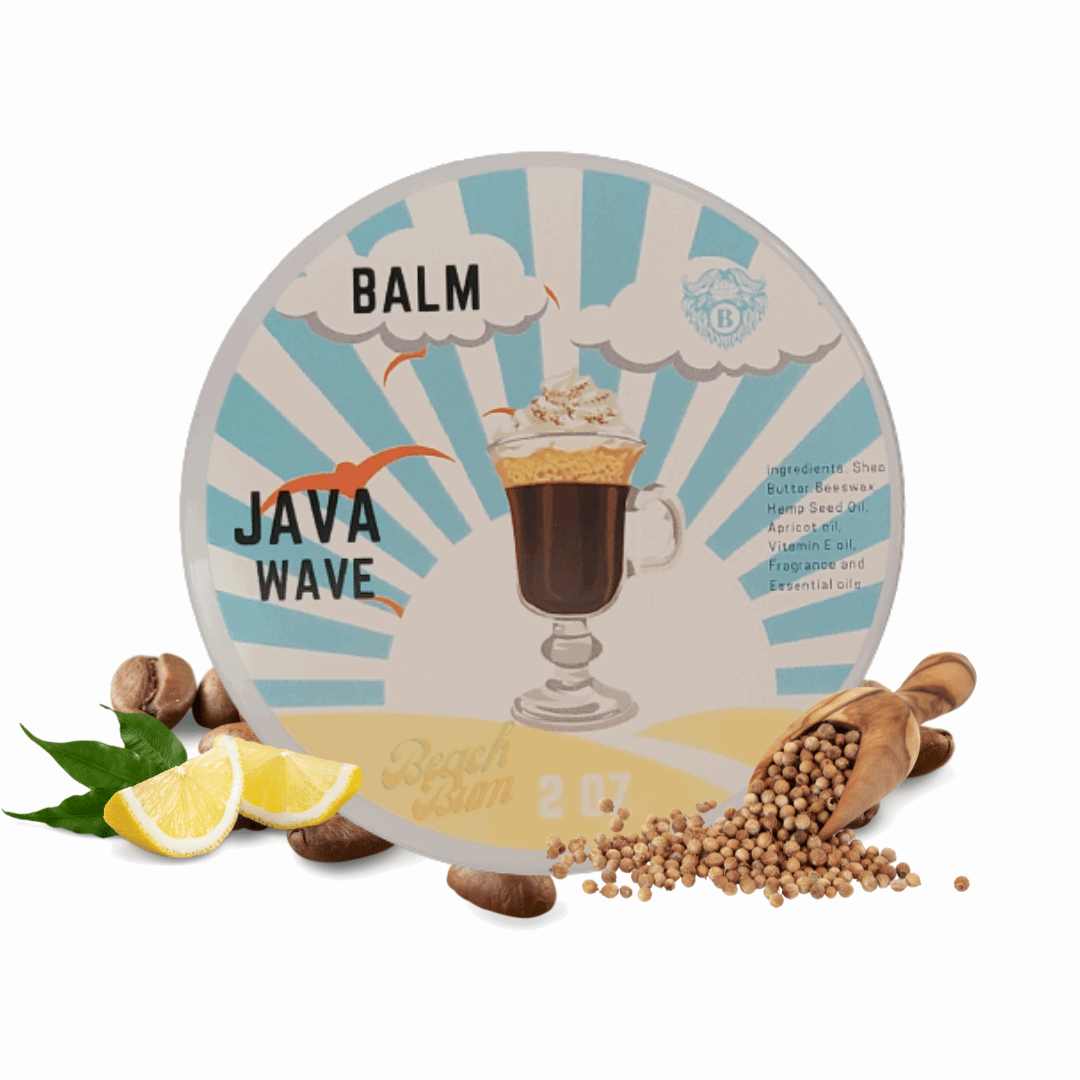 Java Wave - Beard Balm - Rich Coriander Dark Amber Hint of Robust Coffee - Beach Bum Beards Care