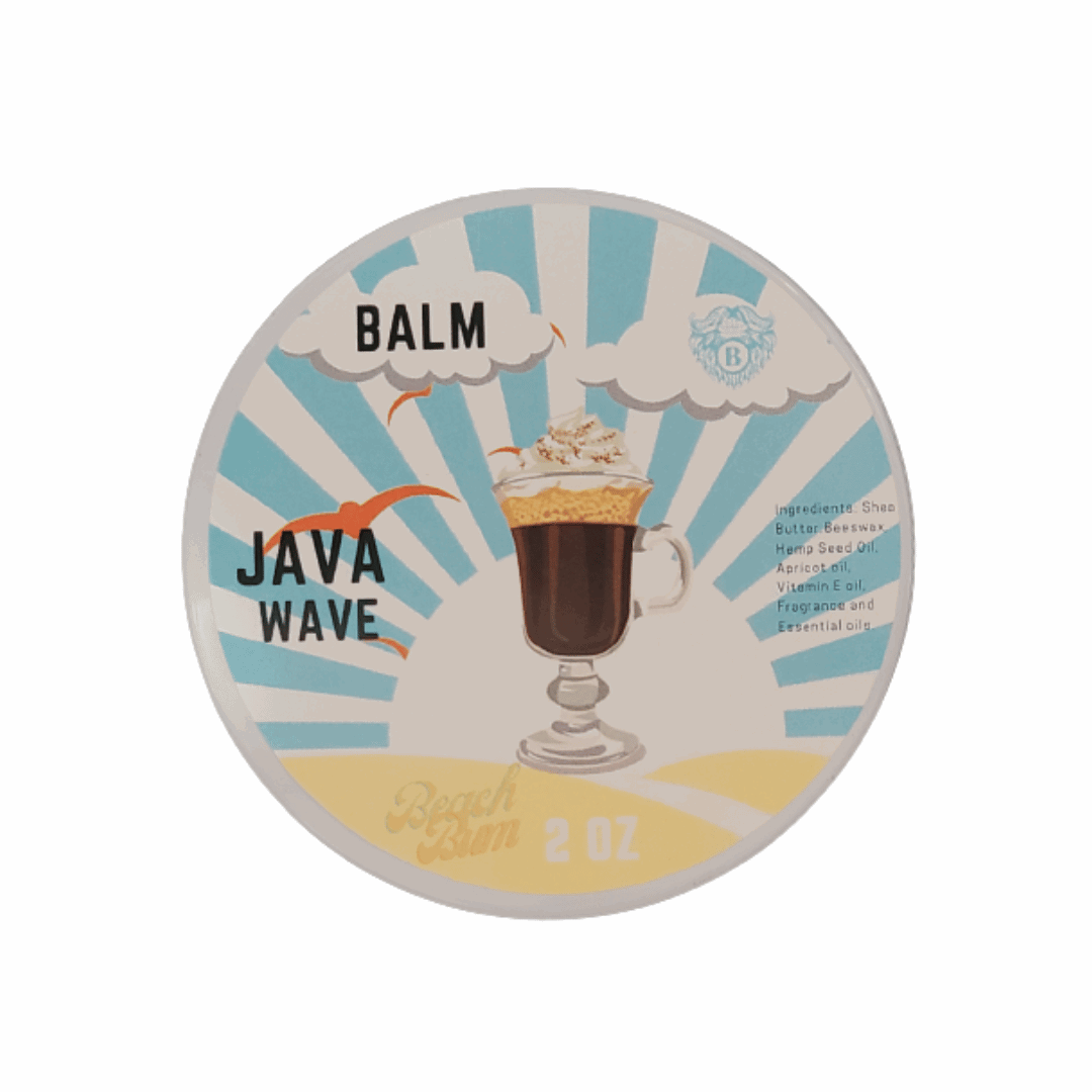 Java Wave - Beard Balm - Rich Coriander Dark Amber Hint of Robust Coffee - Beach Bum Beards Care