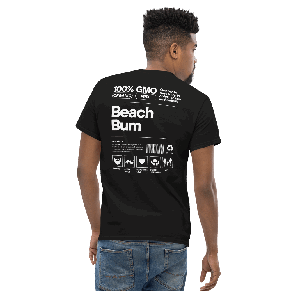 Beach Bum Facts (Black) T-Shirt