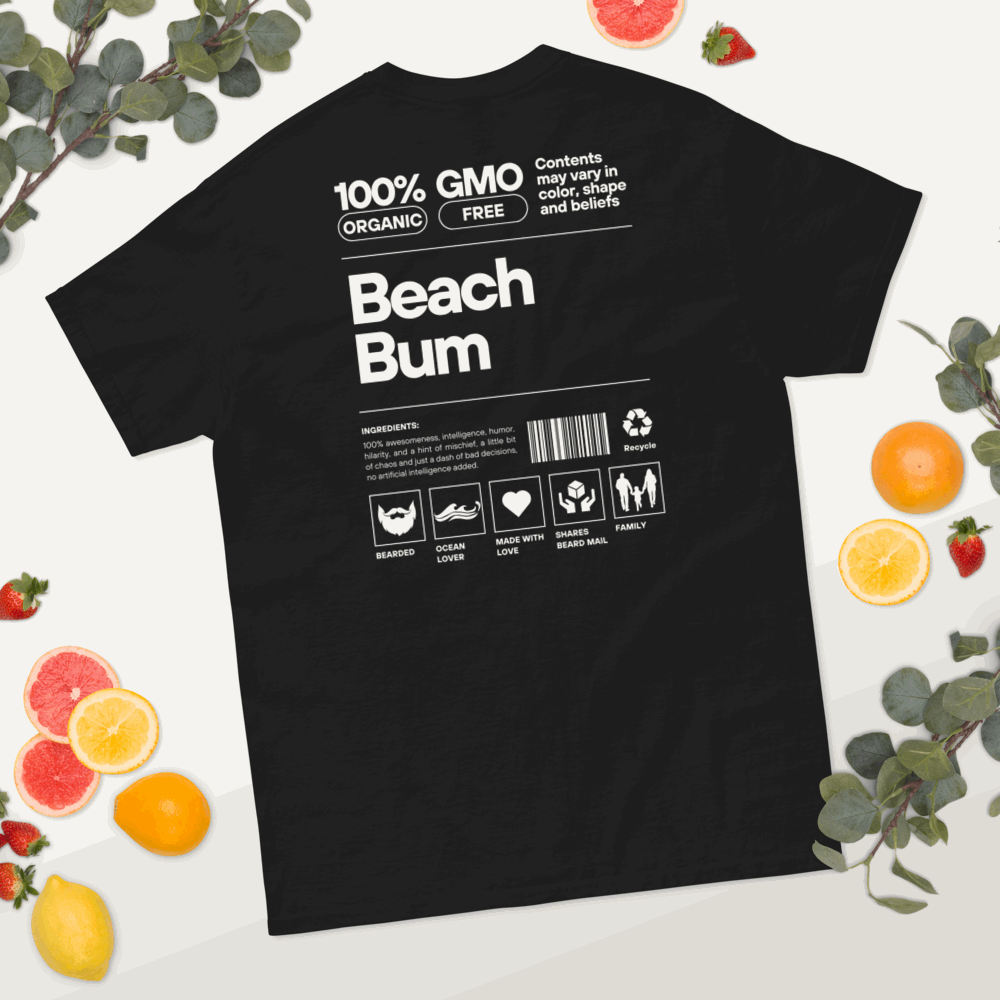 Beach Bum Facts (Black) T-Shirt